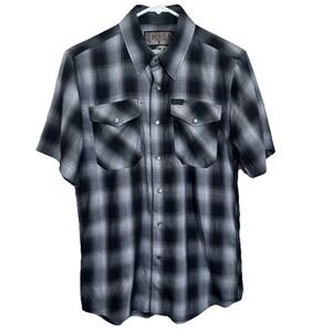 Dixxon Flannel Arizona Super Show Black White Short Sleeve Pearl Snap Men Sz XS